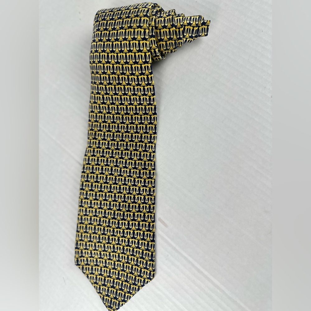 Scales of Justice Hand Made All Silk Tie Gold Museum Artifacts Necktie